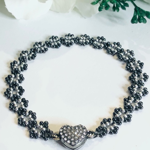 Gun Metal Gray Silver Bracelet minimalist thin Magnetic Heart Clasp NEW - Picture 5 of 6